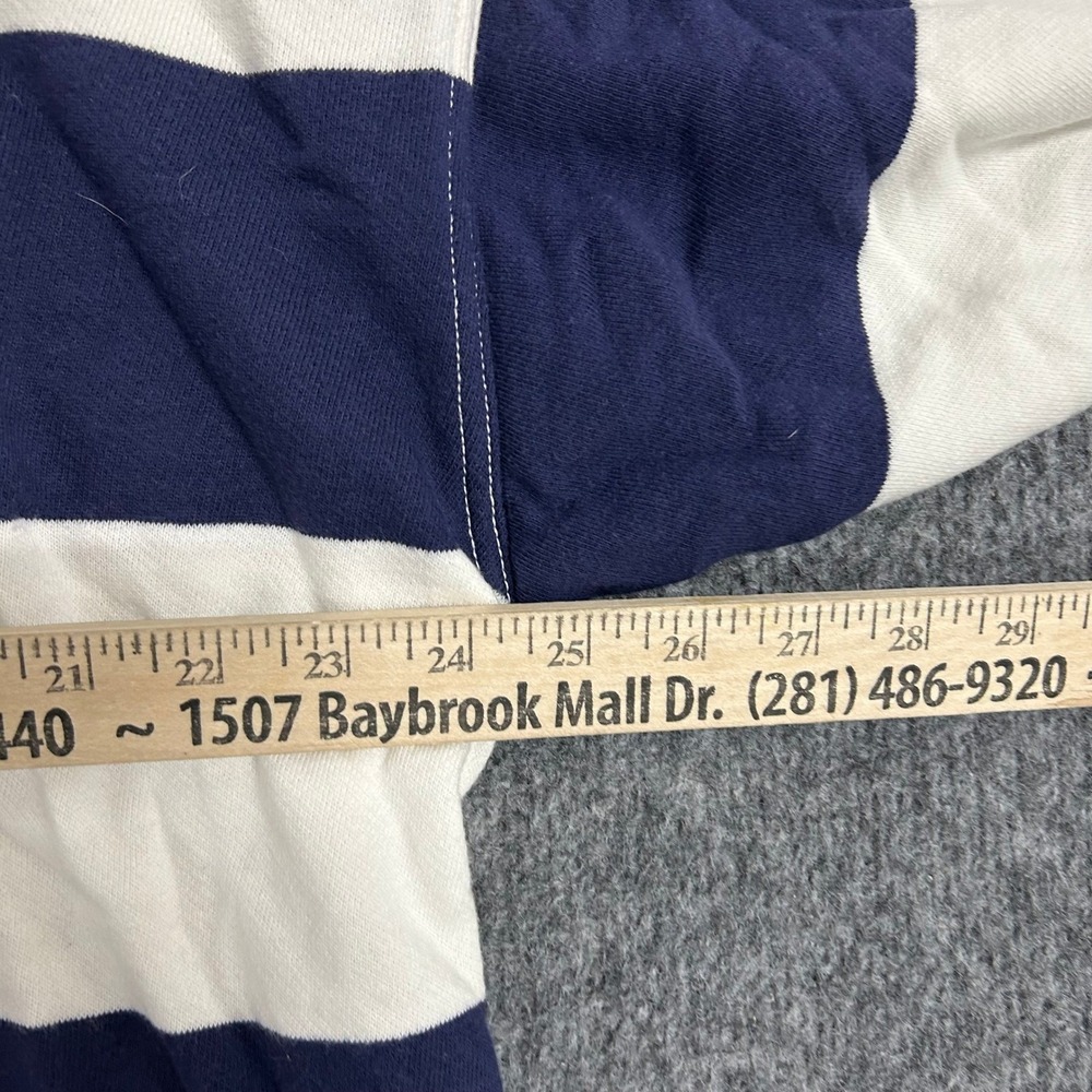 Aerie Rugby Shirt Womens Size XL Navy Blue White Striped Long Sleeve Relaxed Fit - Picture 4 of 8